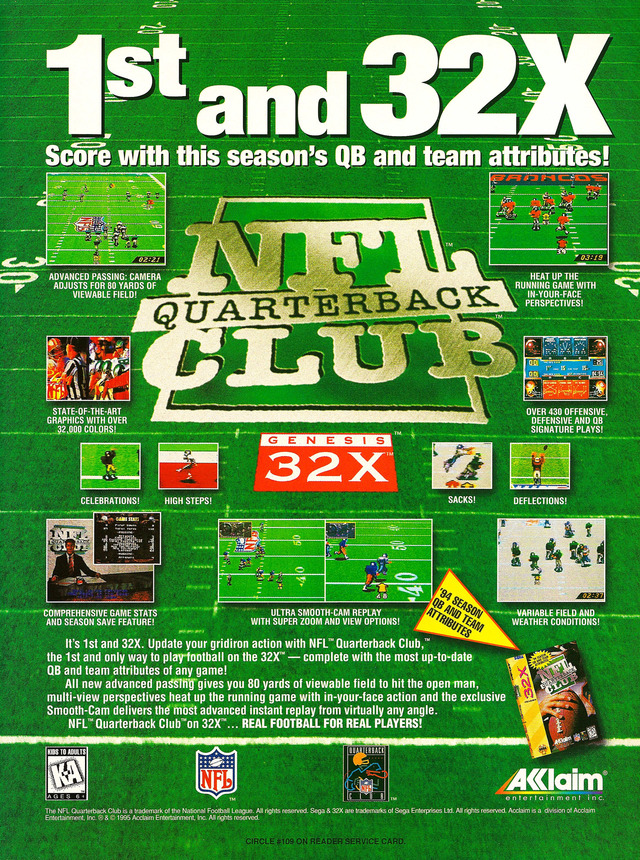 NFL Quarterback Club 32X NFL Quarterback Club 32X Poster