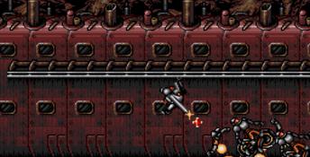 Browny and destroyed bike with enemies